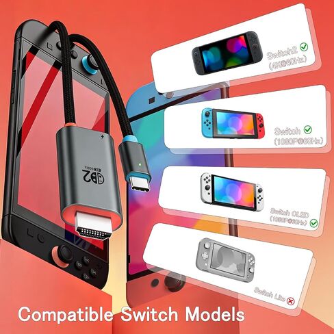 for Switch 2 Dock HDMI Adapter, 4K@60Hz TV Output, PD 100W USB-C Fast Charging, Type-C to HDMI Cable Compatible with Switch 2/OLED/Steam Deck/ROG Ally/Laptops/Phones in Saudi Arabia