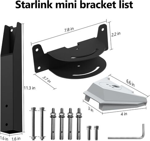 Starlink Mini Wall Mount, Horizontal Adjustable Heavy Duty Bracket | Weatherproof Rustproof Metal Mount for Home, Cabin, Garage & Shed. All Hardware Included for Permanent Fixed Installation in Saudi Arabia
