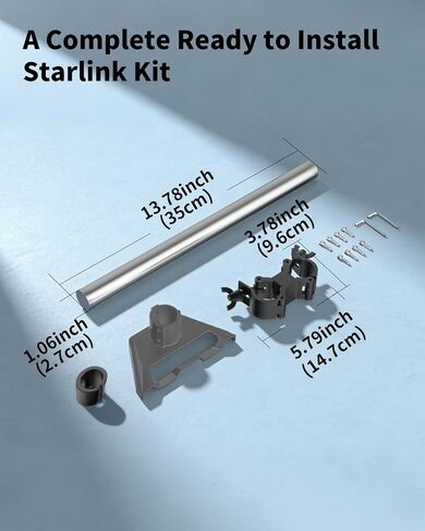 Starlink Mini Mount, Aluminum Pole Mount for Starlink Mini Standard Dish | Horizontal/Vertical Mounting | Adjustable Angles | For 0.78-2.16IN Diameter Poles | For RV, Camper, Yacht, Roof Rack Etc in Kuwait