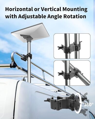 Starlink Mini Mount, Aluminum Pole Mount for Starlink Mini Standard Dish | Horizontal/Vertical Mounting | Adjustable Angles | For 0.78-2.16IN Diameter Poles | For RV, Camper, Yacht, Roof Rack Etc in Kuwait