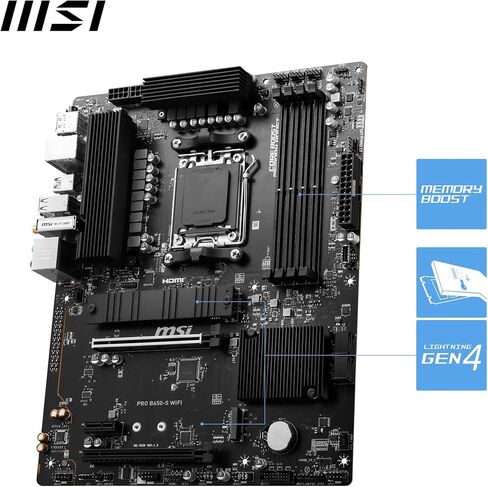 اللوحة الأم MSI PRO B650-S WiFi V1، ATX - تدعم معالجات سلسلة AMD Ryzen 9000/8000 / 7000، AM5 - DDR5 Memory Boost 6000+MHz/OC، 2 x PCIe 4.0 x16، 2 x M.2 Gen4، Wi-Fi 6E in Kuwait