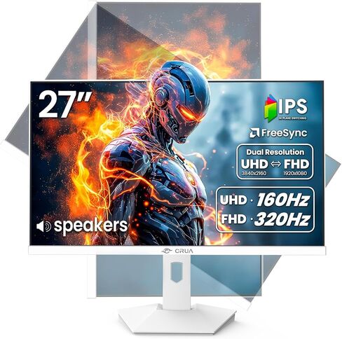 CRUA 34" WQHD 165Hz IPS Ultrawide Gaming Monitor, FreeSync, HDMI/DP, White | 120%sRGB Color, Built-In Speakers, Low Blue Light, 178° Wide View and Wall Mount75×75mm for PC Gaming, Video Editing and Work in Saudi Arabia