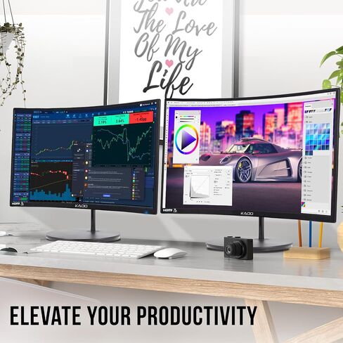 Kado 2-Pack Dual 27" Curved 1500R 1920x1080 75Hz FHD Computer Monitor | Dual Monitor Setup HDMI Office Gaming Hybrid, VESA Wall Mount Arm Mount Built-in Speakers, Panoramic Display Multi-tasking in Saudi Arabia