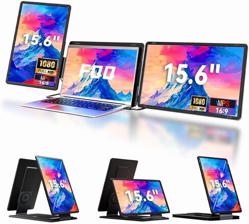 Laptop Screen Extender 15.6" Detachable Portable Monitor for Windows | Triple Screen Laptop Monitor Extender for 13-17.3" MacBook (excl. M1 M2 M3) FHD IPS Plug&Play for Travel Business Watch Party in Saudi Arabia