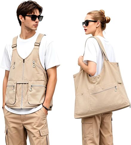 2-in-1 Vest Backpack for Men & Women, Convertible Utility Vest Bag with Multiple Pockets, Lightweight Outdoor Wearable Backpack for Hiking, Travel, Camping, Fishing, Photography (Black) in Saudi Arabia