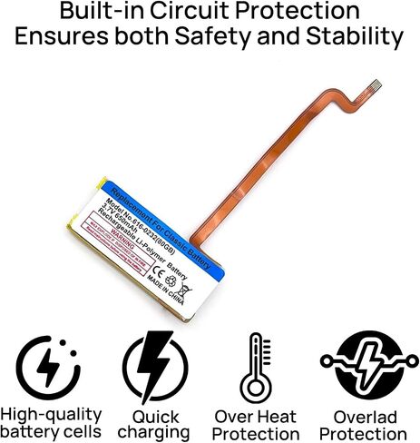 616-0206 Battery Compatible with iPod Classic 4 4th Gen A2522 Photo 30GB 40GB 60GB 616-0232 A1099 616-0183 M9585 M9829 M9830 M9586 with Tool Kits 3.7V 2.4Wh in Saudi Arabia