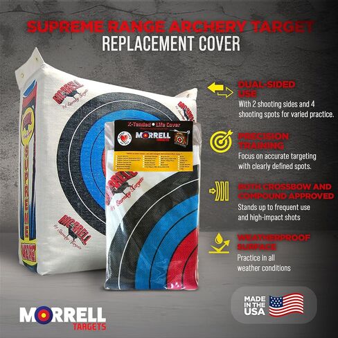 Morrell Weatherproof Supreme Range Archery Bag Target Replacement NASP Field Point Cover with 2 Shooting Sides and 4 Shooting Spots, White, Cover Only in Saudi Arabia