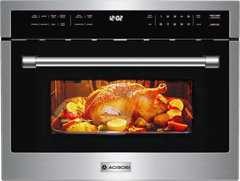AAOBOSI 24 Inch Built-in Microwave Convection Oven,1.6Cu.Ft Air Fryer Combo | 1000W,Sensor Cooking & Auto Menu,11-level Power More Than 12 Cooking Modes, Drop Down Door, Stainless Steel in Saudi Arabia