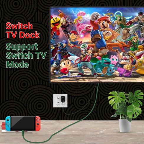 Switch Dock Mini Portable, 1.8M/ 6FT Switch TV Dock, Switch Docking Station with 4K/1080P HDMI Adapter and 100W Charging Port, Dark Green, Not for Switch 2 in Saudi Arabia