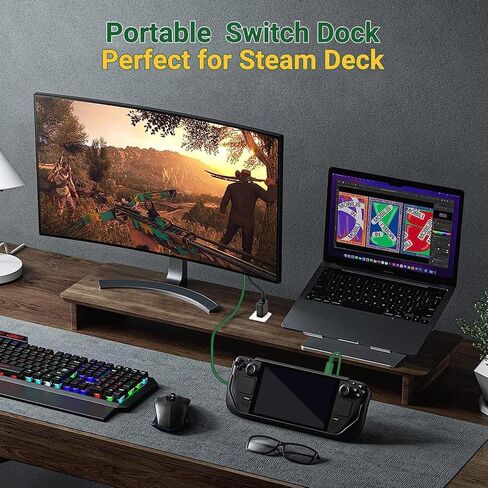 Switch Dock Mini Portable, 1.8M/ 6FT Switch TV Dock, Switch Docking Station with 4K/1080P HDMI Adapter and 100W Charging Port, Dark Green, Not for Switch 2 in Saudi Arabia
