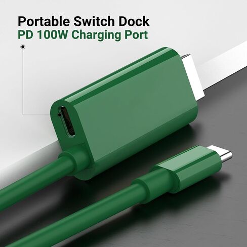 Switch Dock Mini Portable, 1.8M/ 6FT Switch TV Dock, Switch Docking Station with 4K/1080P HDMI Adapter and 100W Charging Port, Dark Green, Not for Switch 2 in Saudi Arabia