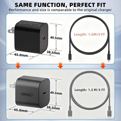 Switch 2 Charger, 60W AC Power Adapter for Nintendo 2/1 | USB-C Cable 5FT/1.5M, PD 3.0 Fast Charging 20V/3A, Dock TV 4K Support, Replacement OEM Switch Charger in Saudi Arabia