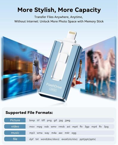 MFi Certified3 in 1 Type-C USB Memory Stick Thumb Drive for Photos Videos Storage (Sky Blue) in Saudi Arabia