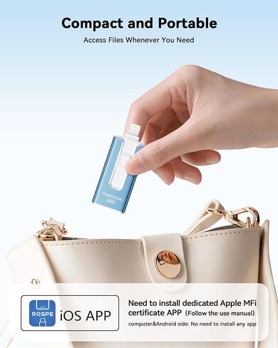 MFi Certified3 in 1 Type-C USB Memory Stick Thumb Drive for Photos Videos Storage (Sky Blue) in Saudi Arabia