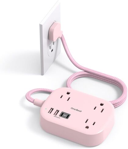 Cruise Essentials 2026,One Beat Travel Power Strip with USB C,Flat Plug 6ft | Extension Cord with 3 Outlets 4 USB Ports(2 USB C), Desk Wall Outlet Extender,Non Surge Protector for Cruise,Dorm Room,ETL in Saudi Arabia