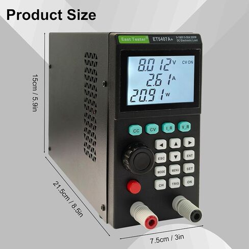 ET5407A + تحميل إلكتروني بتيار مستمر قابل للبرمجة 200 وات 0-180 فولت 0-30 أمبير 1 مللي فولت/1 مللي أمبير، جهاز اختبار إمداد طاقة البطارية عالي الدقة مع أوضاع CC/CV/CR/CP، شاشة LCD للتحكم في USB لمختبر البحث والتطوير in Kuwait