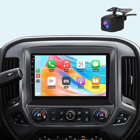 Junsun راديو السيارة ستيريو لسيارة Chevy Silverado GMC Sierra 2014-2018 مع Carplay اللاسلكي Android Auto Bluetooth WiFi FM SWC كاميرا احتياطية 10.1 بوصة تعمل باللمس in Kuwait
