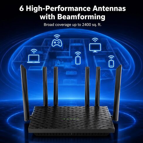 WiFi Router, 6-Antenna High-Gain Router, 802.11 b/g/n Internet Router, Supports Router, Bridge, Repeater and AP Modes for Home Office in Saudi Arabia