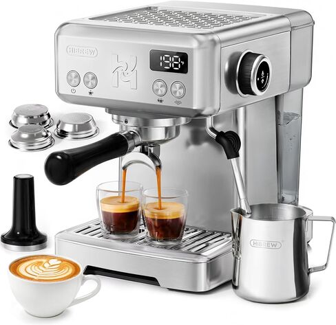 HIBREW H10 Customizable Espresso Machine with 58mm Commercial Group Head | One-Touch Steam & Extraction Temp Switch, Auto Pressure Release & Backflush Stainless Steel Coffee Maker in Saudi Arabia