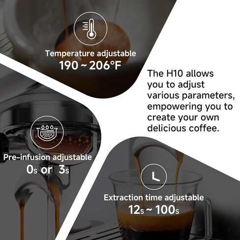 HIBREW H10 Customizable Espresso Machine with 58mm Commercial Group Head | One-Touch Steam & Extraction Temp Switch, Auto Pressure Release & Backflush Stainless Steel Coffee Maker in Saudi Arabia