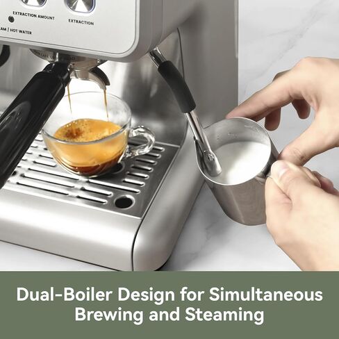 Gevi Dual Boiler Espresso Machine With Built-In Grinder & 58mm Portafilter | Commercial-Grade Dual Boiler Brewer, 31 Grind Levels, Heavy-Duty Steam Wand, Silver Stainless Steel Housing For Home Baristas in Saudi Arabia