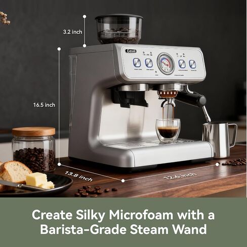 Gevi Dual Boiler Espresso Machine With Built-In Grinder & 58mm Portafilter | Commercial-Grade Dual Boiler Brewer, 31 Grind Levels, Heavy-Duty Steam Wand, Silver Stainless Steel Housing For Home Baristas in Saudi Arabia