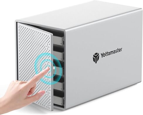 حاوية محرك الأقراص الصلبة Yottamaster 4 Bay، حاوية محرك أقراص USB C HDD لـ 2.5 بوصة/3.5 بوصة SATA HDD/SSD، حاوية DAS من الألومنيوم تدعم 4x22 تيرابايت، توسيع تخزين متصل مباشر، غير RAID - PS400C3 in Kuwait