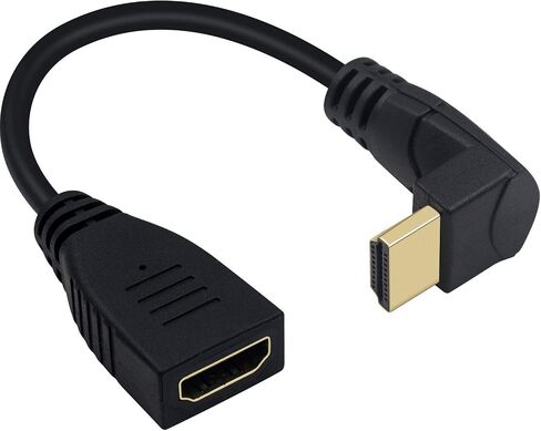 Poyiccot 8K HDMI Extension Cable, Short 90 Degree Right Angle Male to Female HDMI 2.1 Cable Adapter 48Gbps with 8K@60Hz Video & 3D HDR for TV/Xbox /PS4 /PS5 (Right M/F), 0.5feet in Kuwait