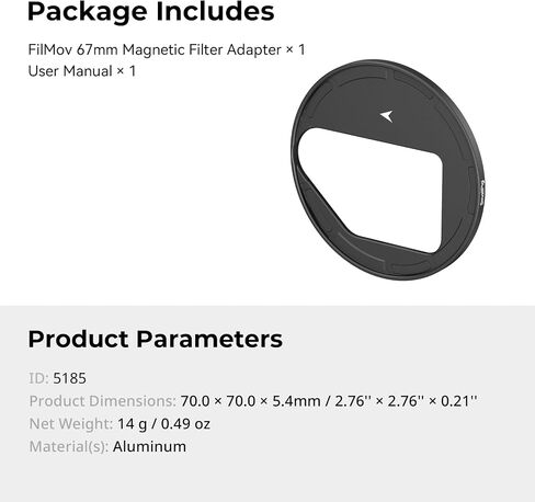 SmallRig FilMov 67mm Magnetic Filter Adapter for Samsung S25 Ultra, Quick Release Adsorption Design Wide Angle Unobstructed, Compatible with 67mm Filter - 5185 in Saudi Arabia