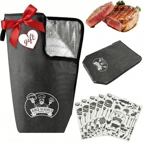 BBQ Blanket for Resting Meat, 21-Inch, Black, Dupont, 5-Layer Thermal Insulation, Insulated Brisket Bag for Party, Picnic, Camping (Black) in Kuwait