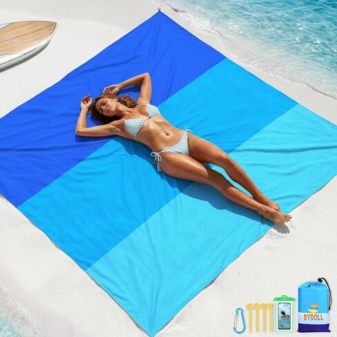 BYDOLL Beach Blanket Waterproof Sandproof 78''×81'' 1-5 Adults Oversized Lightweight Large Picnic Mat Waterproof Sandproof Blanket for Beach Camping Hiking Travel in Saudi Arabia