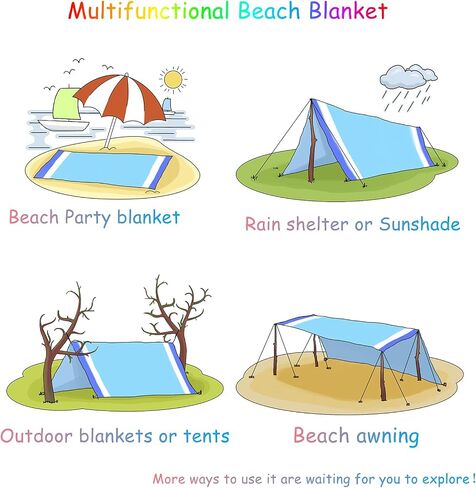 BYDOLL Beach Blanket Waterproof Sandproof 78''×81'' 1-5 Adults Oversized Lightweight Large Picnic Mat Waterproof Sandproof Blanket for Beach Camping Hiking Travel in Saudi Arabia