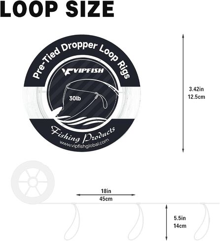 80 Pre-Tied Dropper Loops, 60LB Monofilament Fishing Line, 16 Inch Spacing with 5-6 Inch Loop, Saltwater Freshwater Fishing Leader Rigs for Bottom Fishing in Kuwait