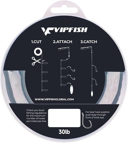 80 Pre-Tied Dropper Loops, 60LB Monofilament Fishing Line, 16 Inch Spacing with 5-6 Inch Loop, Saltwater Freshwater Fishing Leader Rigs for Bottom Fishing in Kuwait