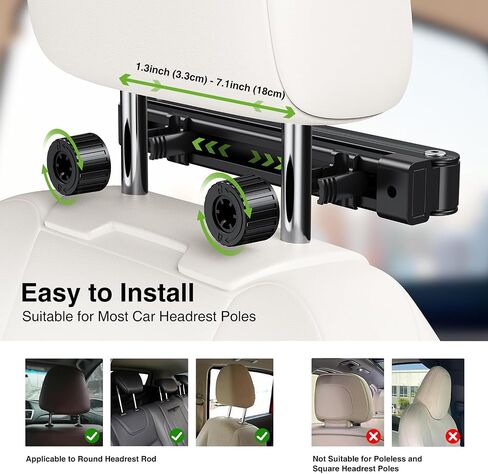 elitehood Compact Tablet Holder for Car Headrest, Long Arm iPad Car Mount | Unobtrusive Foldable, Long Aluminum Extension Arm, Headrest iPad Holder Mount for Car Backseat, Tablet Car Mount for Kids in Saudi Arabia