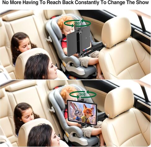 elitehood Compact Tablet Holder for Car Headrest, Long Arm iPad Car Mount | Unobtrusive Foldable, Long Aluminum Extension Arm, Headrest iPad Holder Mount for Car Backseat, Tablet Car Mount for Kids in Saudi Arabia
