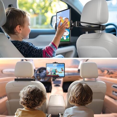 elitehood Compact Tablet Holder for Car Headrest, Long Arm iPad Car Mount | Unobtrusive Foldable, Long Aluminum Extension Arm, Headrest iPad Holder Mount for Car Backseat, Tablet Car Mount for Kids in Saudi Arabia