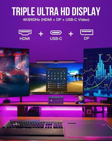 GMKtec M5S Gaming PC Mini Desktop Computer Ryzen 5400U 16GB DDR4 512GB SSD | Upgradable RAM For Business Office Personal Use, Triple Screen HDMI DP Type-C Support, AMD Radeon Graphics, WIFI 6E, BT5.2 in Kuwait