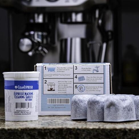 CleanEspresso - Designed For Breville Cleaning Kit - 40 Cleaning Tablets and 6 Water Filters for Breville Espresso Machines - 2g Espresso Machine Tablets in Kuwait