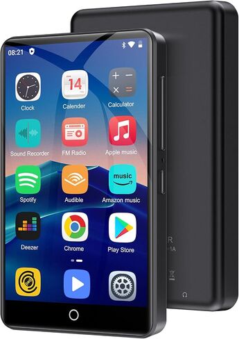 80GB MP3 Player with Bluetooth and WiFi, Oilsky 4.0" IPS Touch Screen MP3 Player with Speaker, Music Player with Spotify, Audible, Amazon Music, Deezer, MP4 Android Music Player Up to 512GB Black in Kuwait