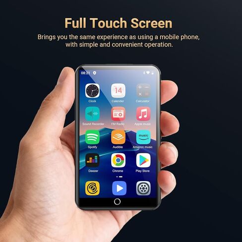 80GB MP3 Player with Bluetooth and WiFi, Oilsky 4.0" IPS Touch Screen MP3 Player with Speaker, Music Player with Spotify, Audible, Amazon Music, Deezer, MP4 Android Music Player Up to 512GB Black in Kuwait