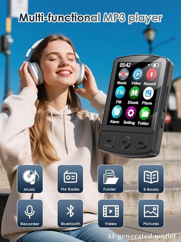 MP3 Player with Clip 64GB Bluetooth Mini MP3 Player with Earphones(Black) | MP3 Player with Clip,64GB Mini MP3 Player with Bluetooth,Earphones,FM Radio,Voice Recorder,E-Book for Outdoor,Sporting in Kuwait