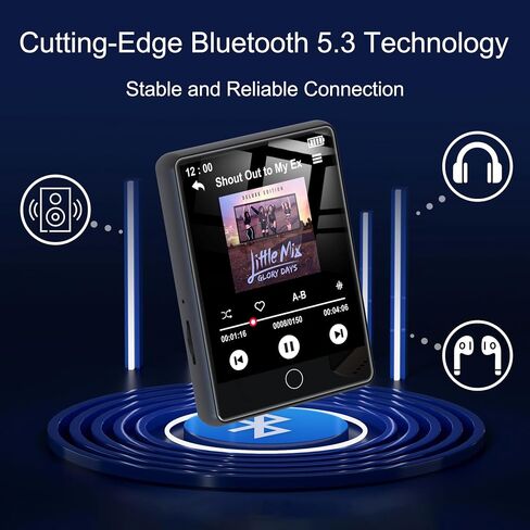 2.8" Touch Screen 64GB MP3 Player with Bluetooth Music Player HiFi Sound | Lossless MP3 Player Bluetooth 5.3 Built-in Speaker,FM Radio,Voice Recorder ,Earphone Included for Kids Sport Runner Travel ﻿ in Saudi Arabia