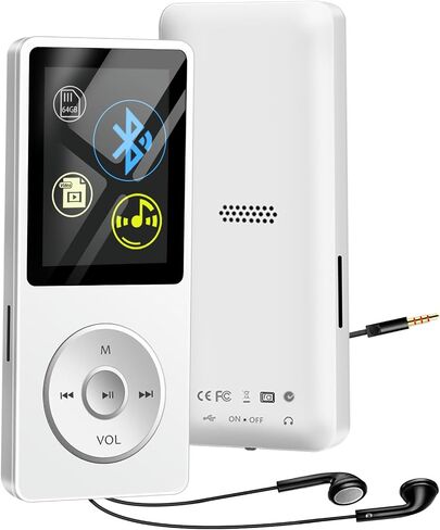 Bluetooth MP3 Player with 64GB TF Card, Skybess MP3 Music Players with Speaker, Mini MP3 Media Player with Video/FM Raido/Alarm/Shuffle Playback, up to 128GB Memory Storage, Including Earphones in Saudi Arabia