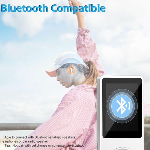Bluetooth MP3 Player with 64GB TF Card, Skybess MP3 Music Players with Speaker, Mini MP3 Media Player with Video/FM Raido/Alarm/Shuffle Playback, up to 128GB Memory Storage, Including Earphones in Saudi Arabia