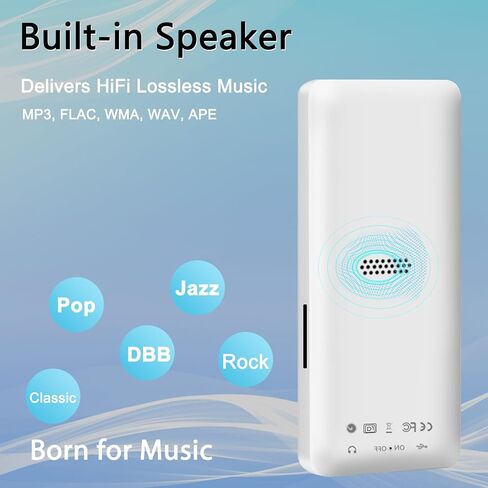 Bluetooth MP3 Player with 64GB TF Card, Skybess MP3 Music Players with Speaker, Mini MP3 Media Player with Video/FM Raido/Alarm/Shuffle Playback, up to 128GB Memory Storage, Including Earphones in Saudi Arabia