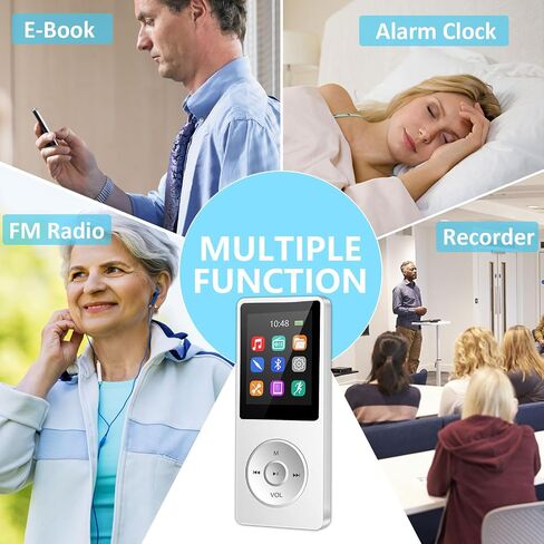 Bluetooth MP3 Player with 64GB TF Card, Skybess MP3 Music Players with Speaker, Mini MP3 Media Player with Video/FM Raido/Alarm/Shuffle Playback, up to 128GB Memory Storage, Including Earphones in Saudi Arabia