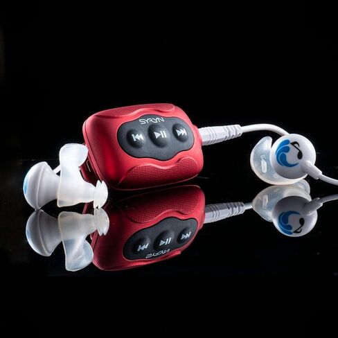 Underwater Audio SYRYN 1 Waterproof MP3 Player + Swimbuds Flip Bundle, Red | 100% waterproof IPX8, up to 2000 songs, MP3 AAC FLAC via PC or Mac, no streaming, red in Saudi Arabia