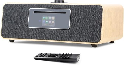 LEMEGA MS5 CD Player,Internet Radio, Spotify, Bluetooth, FM Stereo, Oak | 2.4in colour display, 40 presets, remote control, wooden cabinet, headphone jack, EQ modes, remote in Saudi Arabia