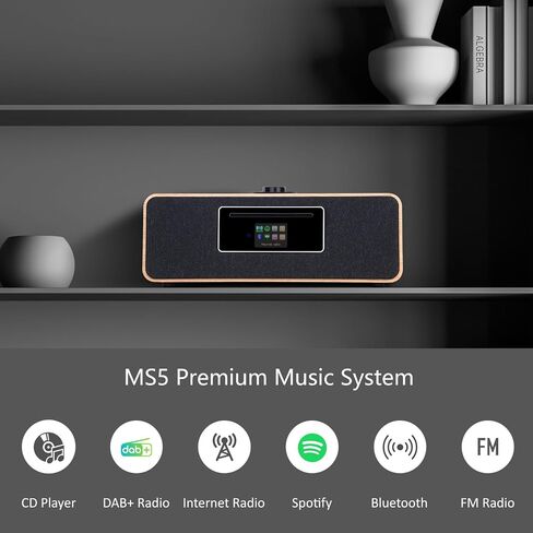 LEMEGA MS5 CD Player,Internet Radio, Spotify, Bluetooth, FM Stereo, Oak | 2.4in colour display, 40 presets, remote control, wooden cabinet, headphone jack, EQ modes, remote in Saudi Arabia